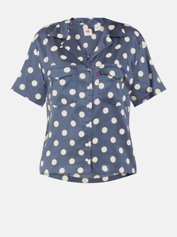 Camisa Levis Ember Bowling Mc Azul Estampa Poá