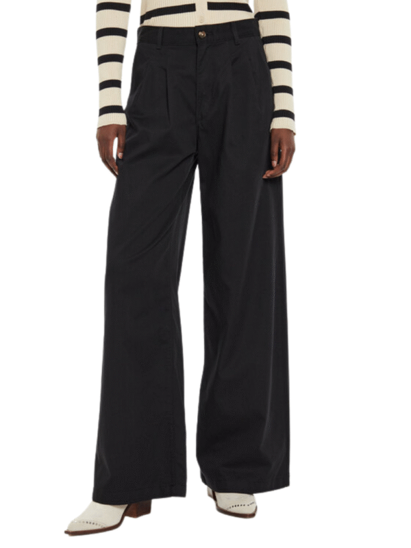 Calça Pleated Wide Leg Trousers – Black